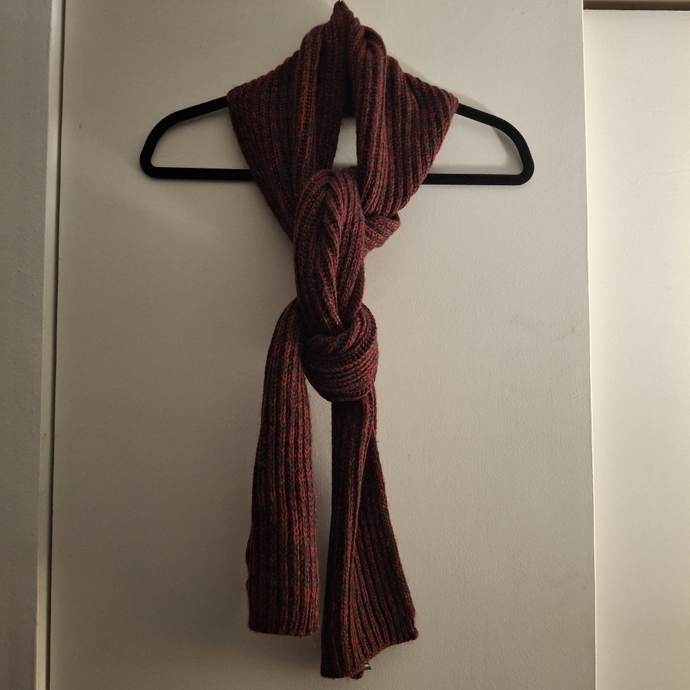 Moda International Red and Black Knit Wool Scarf